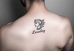 Créame un diseño en miniatura para el bíceps de un personaje principal chica 
de la cultura de egipcia con el nombre de lorelay escrito por debajo del diseño tattoo idea
