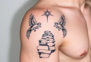 Pathway to heaven with angels tattoo idea