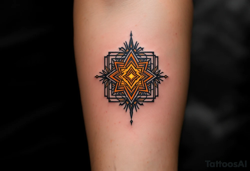 A fiery orange Svarog’s Square evokes divine protection and the creative fire of the sky god. tattoo idea