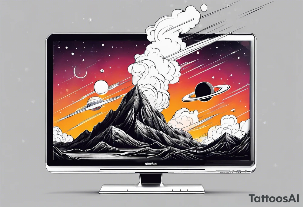 computer, space, fire tattoo idea