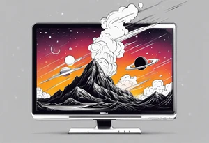 computer, space, fire tattoo idea