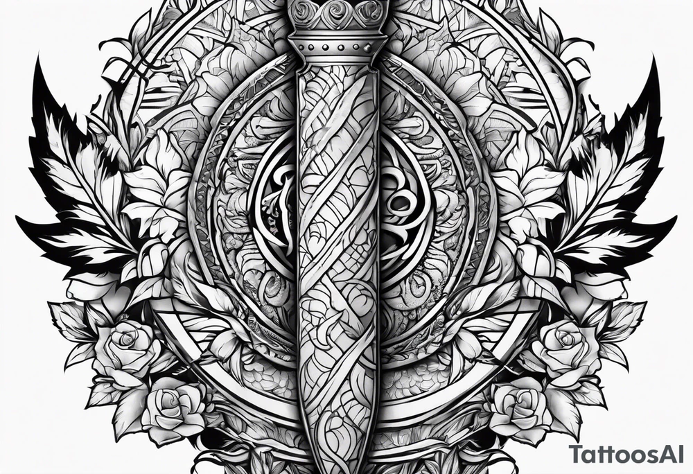Feminine dagger with a serpent around it tattoo idea Feminine dagger with a serpent around it tattoo idea