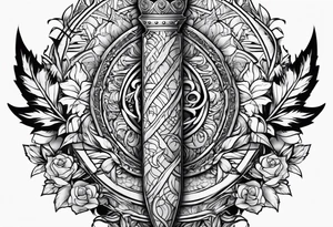 Feminine dagger with a serpent around it tattoo idea