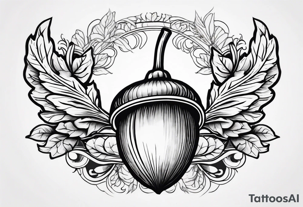 Flying acorn tattoo idea