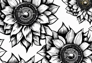 Sunflower next to a compass tattoo idea