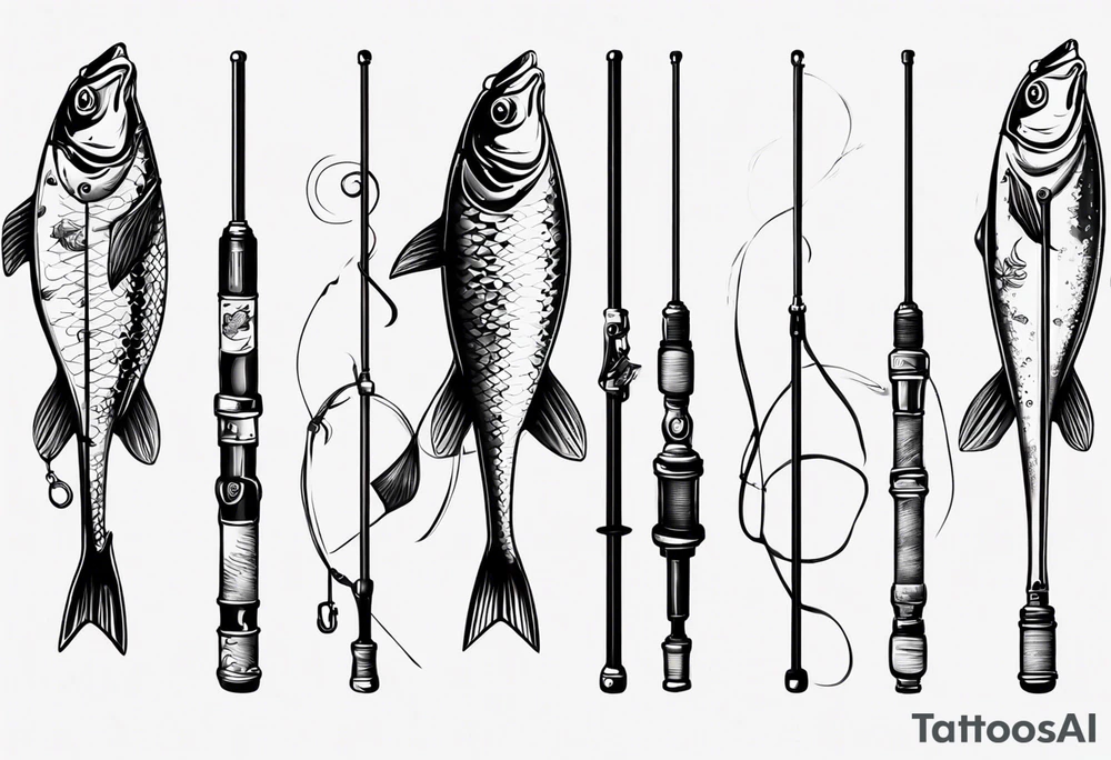 Fishing rod with fish tattoo idea
