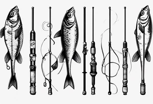 Fishing rod with fish tattoo idea