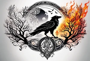 Germanic warrior
  tree of life on fire

wolf and a raven tattoo idea