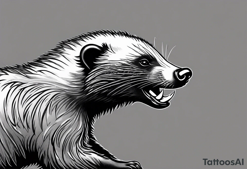 honey badger peeking over, claws, top view tattoo idea