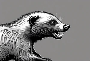 honey badger peeking over, claws, top view tattoo idea