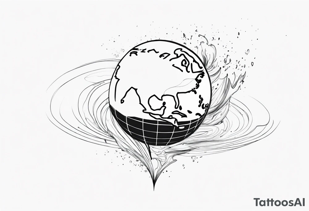 globe map single pen line blowing up in one corner tattoo idea globe map single pen line blowing up in one corner tattoo idea
