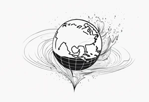 globe map single pen line blowing up in one corner tattoo idea