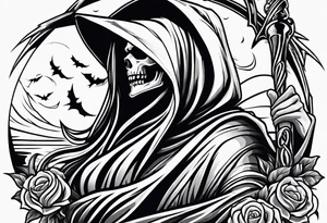 Grim reaper dance with girl tattoo idea