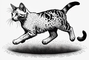 Cat kitten jumping full body tattoo idea