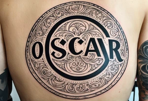 the words Oscar Embla & Emil in a circle tattoo idea