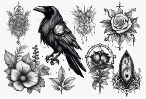 Demon Raven gems poisonous plants and astrology. tattoo idea