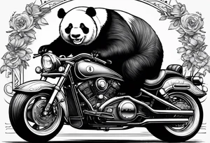 fat panda riding a motorcycle tattoo idea