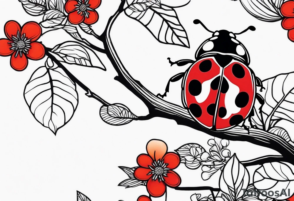 Lady bug on a branch tattoo idea