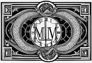 Patch of snake scales with roman numerals going vertical along edges tattoo idea
