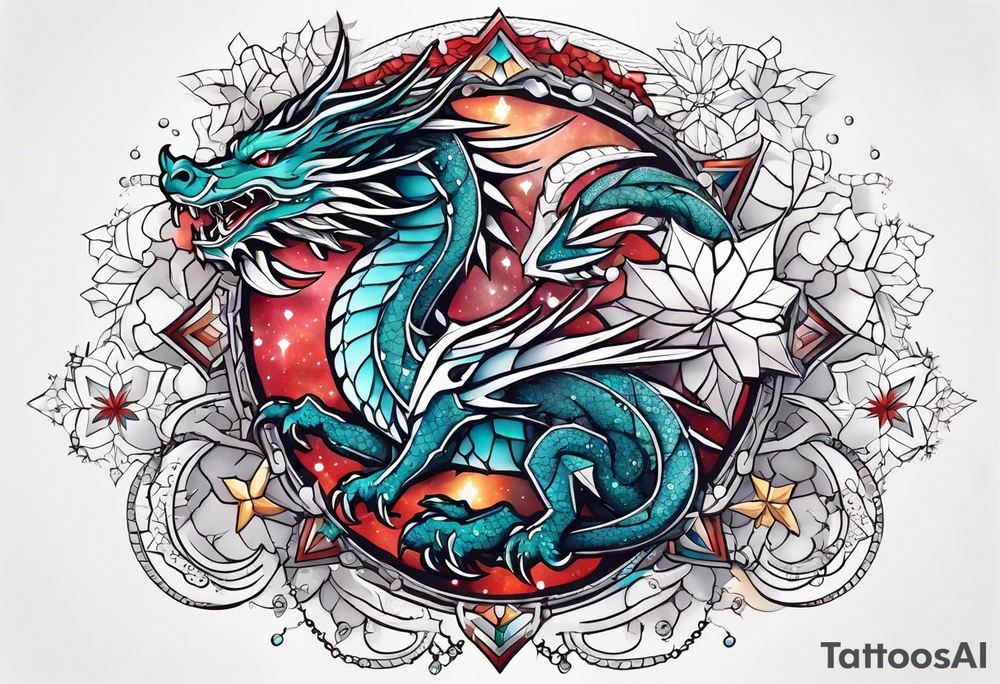 Constellation, dragon, snowflake tattoo idea