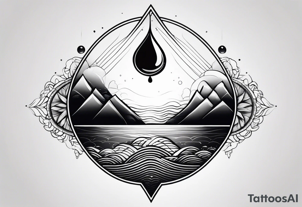 small water drop falling into calm ocean tattoo idea