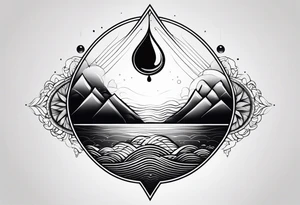 small water drop falling into calm ocean tattoo idea