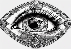 Oeil horloge temps ligne fine nuage tattoo idea
