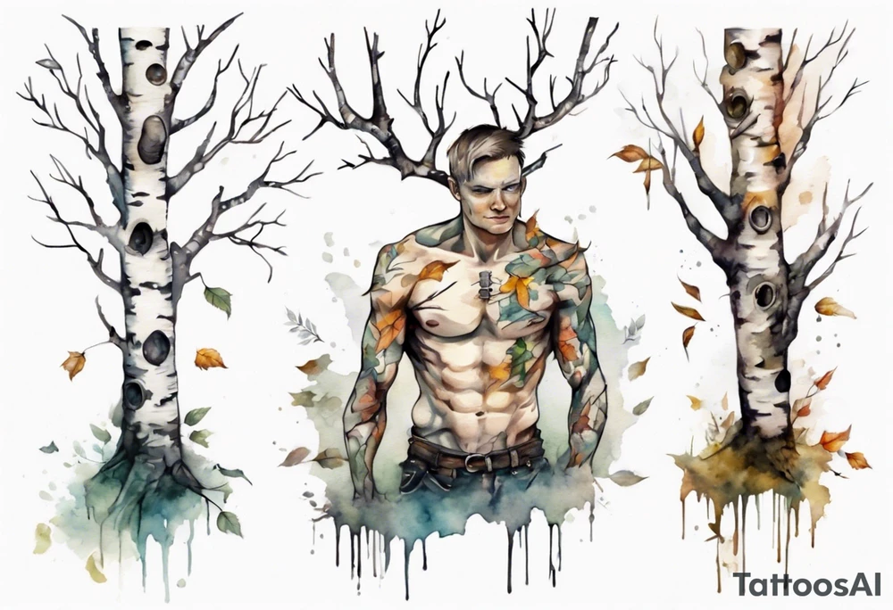 a birch tree man tattoo idea