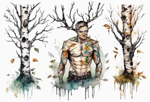 a birch tree man tattoo idea