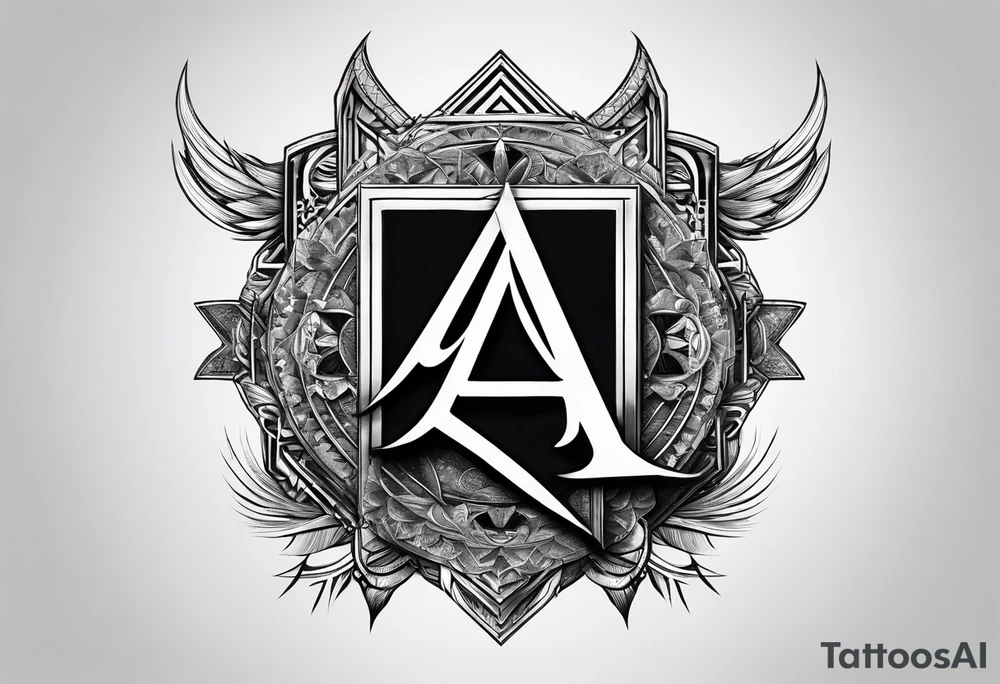 the letters A R in the middle of a ninja headband tattoo idea