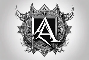 the letters A R in the middle of a ninja headband tattoo idea