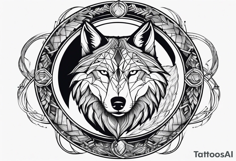 broken Ouroboros with wolf in the middle tattoo idea