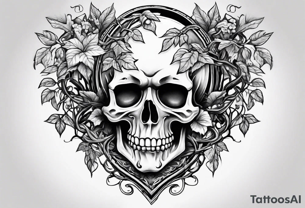 Leafy vines with grave yard tattoo idea