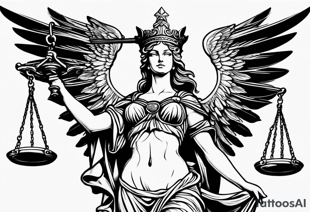 lady justice with wing tattoo idea