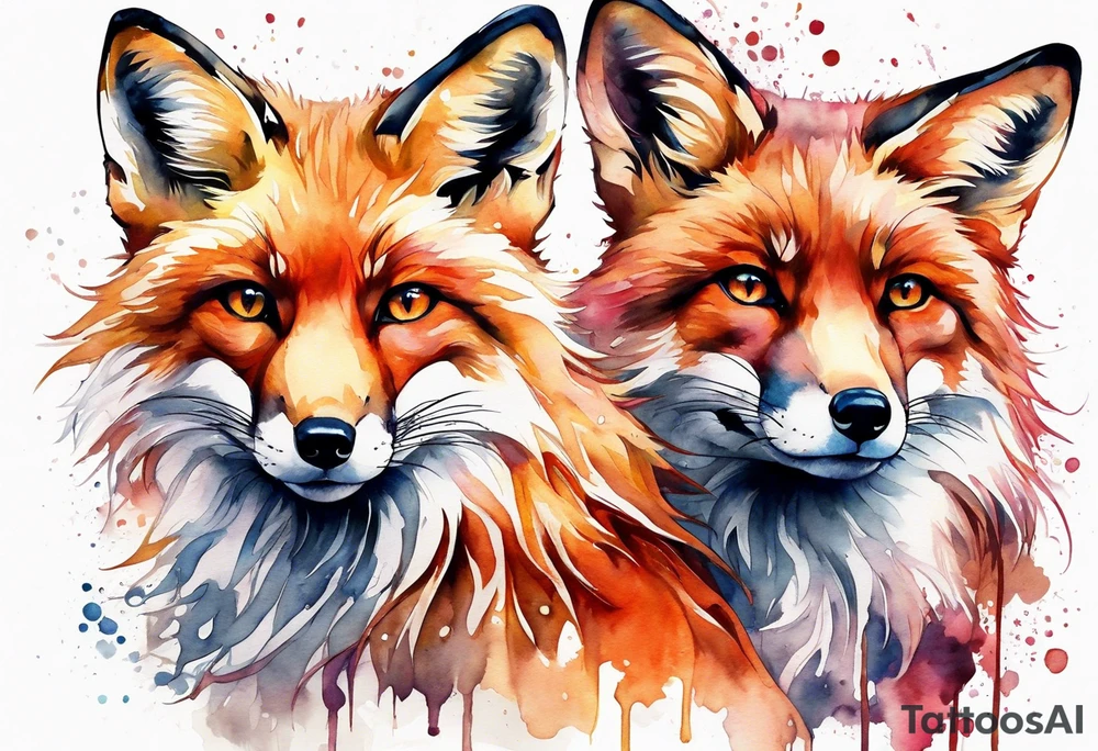 Watercolor fox tattoo idea