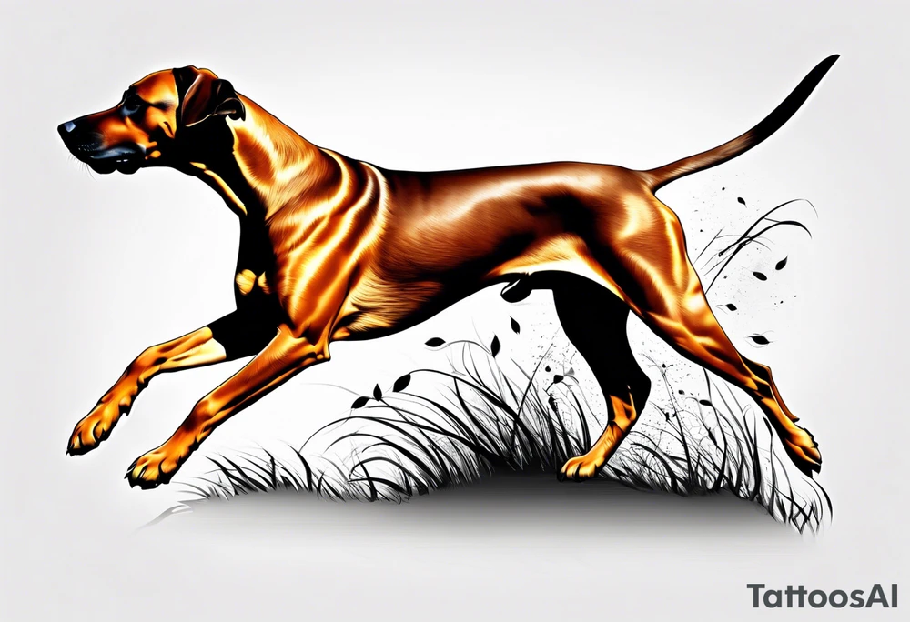 Rhodesian ridgeback running, side profile tattoo idea