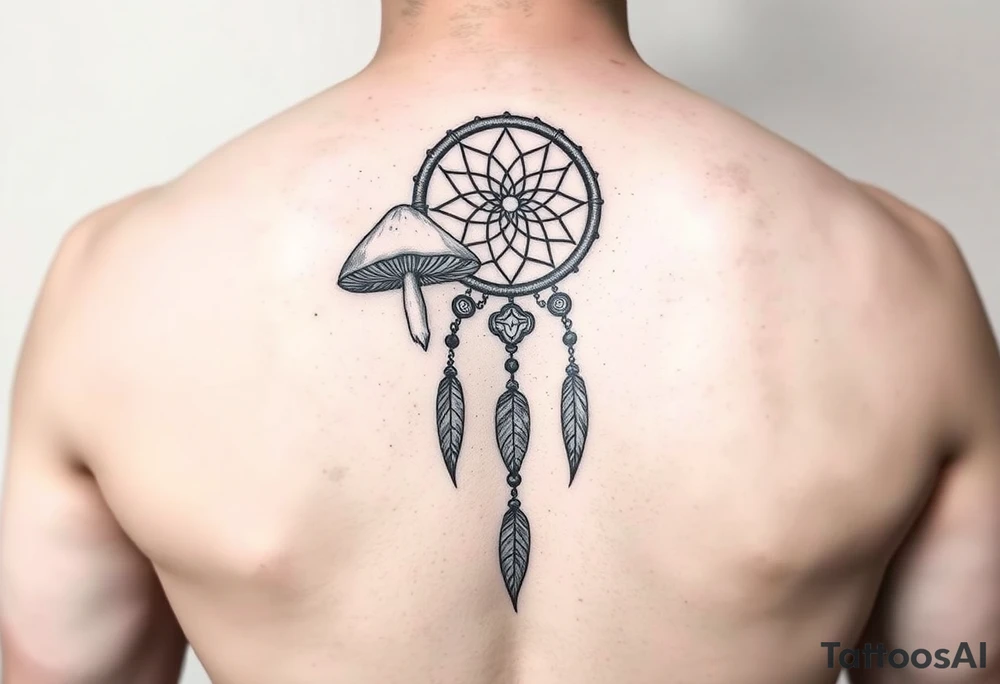 Mushrooms with dreamcatcher tattoo idea