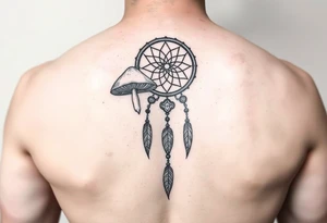 Mushrooms with dreamcatcher tattoo idea