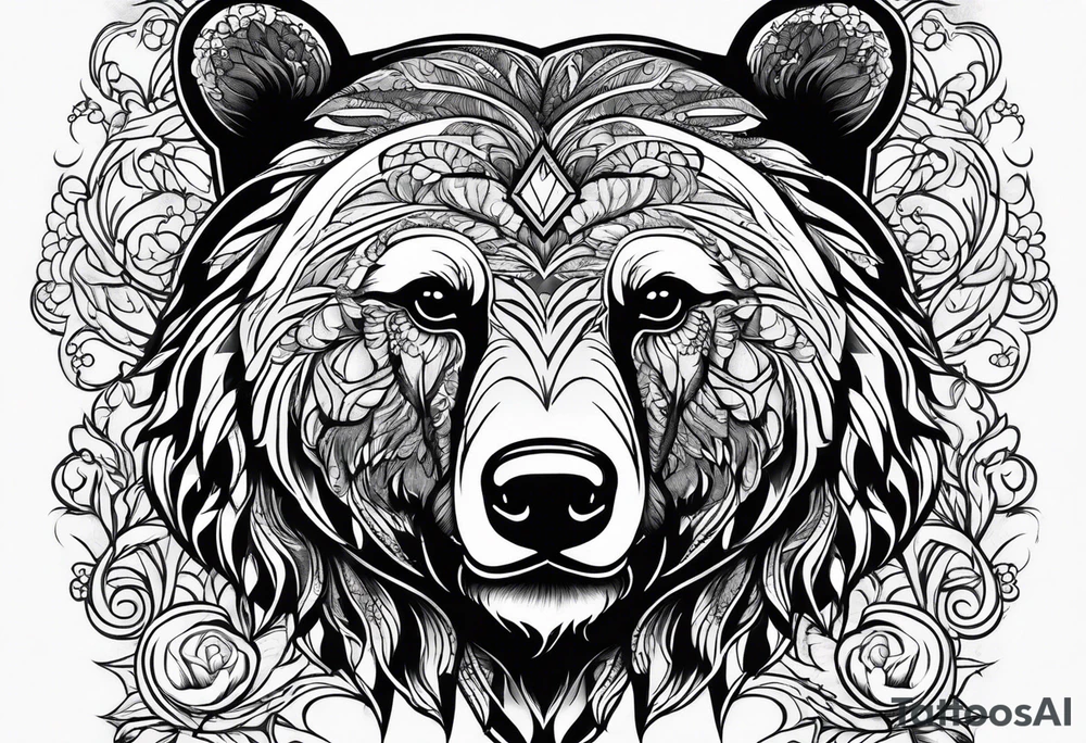 Bear face tattoo idea
