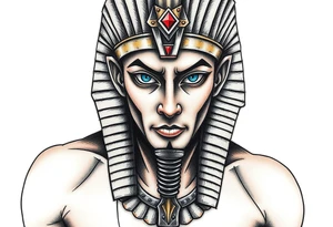An Egyptian king with blue Eyes(only red , blue and black are possible colors) tattoo idea