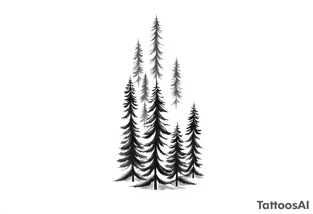Coniferous forest tattoo sleeve black and gray tattoo idea Coniferous forest tattoo sleeve black and gray tattoo idea