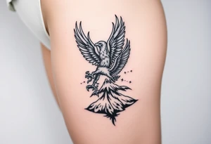 phoenix with fire and eagle over mountain tattoo idea