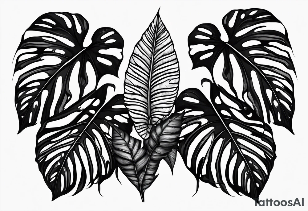 Alocasia zebrina and mother ayahuasca tattoo idea