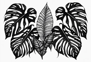 Alocasia zebrina and mother ayahuasca tattoo idea