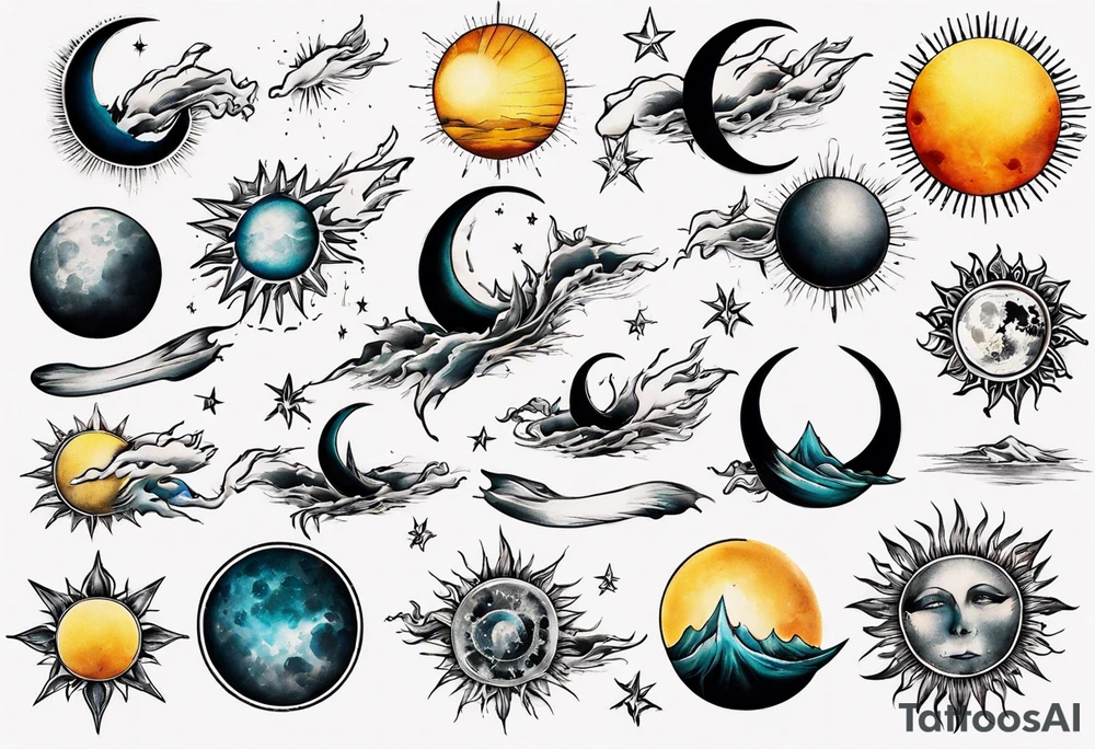 wasser sonne und mond tattoo idea