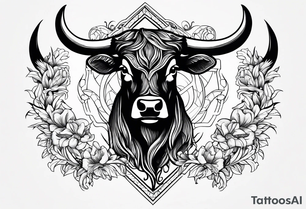 Show me images of a tattoo involving fraternitis vinculum and a bull from the Latin triumvirate tattoo idea