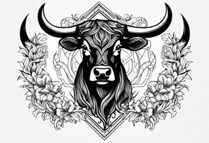 Show me images of a tattoo involving fraternitis vinculum and a bull from the Latin triumvirate tattoo idea