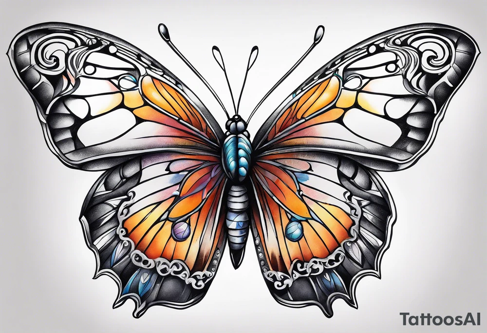 butterfly made of viscerae tattoo idea