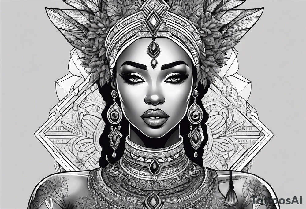 Black Goddess of sativa tattoo idea