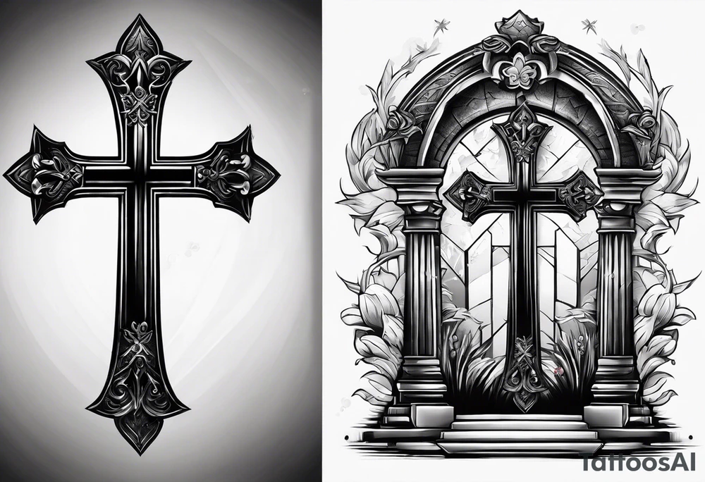 Tomb with cross tattoo idea